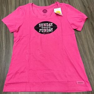 NWT Life is Good Womens Crusher Tee Shirt Sunday Funday Football  Pink M